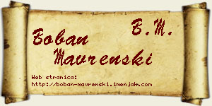 Boban Mavrenski vizit kartica